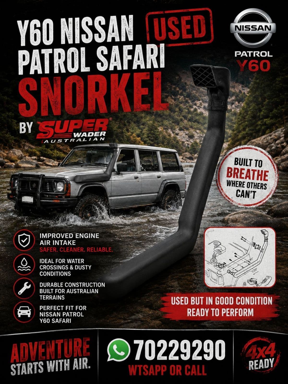 Nissan Patrol Y60 snorkel