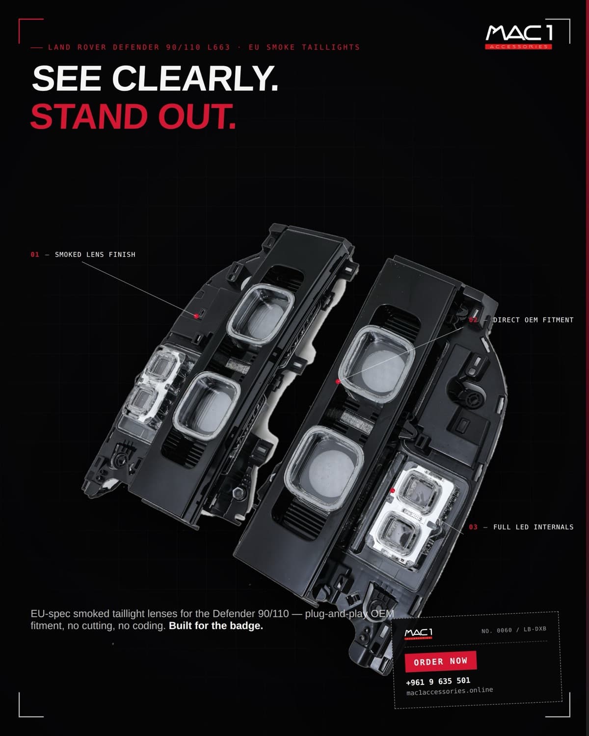 Land Rover Defender 90/110/130 EU Smoked Taillights
