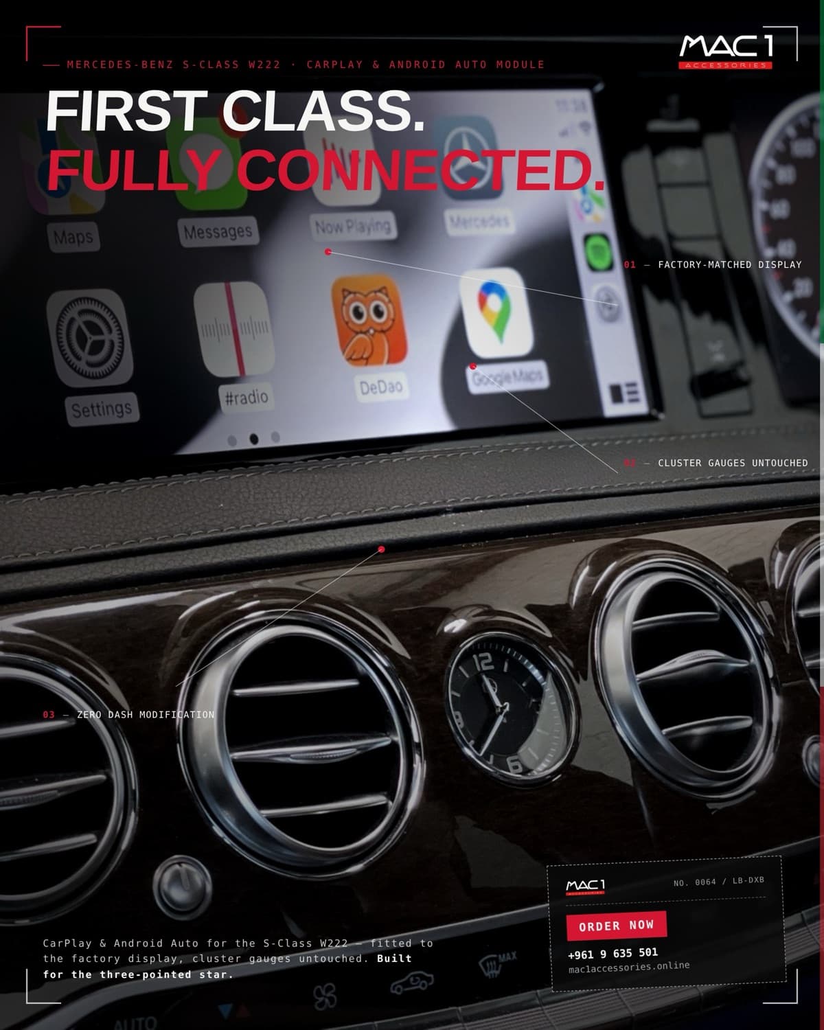 Mercedes Benz S-Class (W222) CarPlay/AndroidAuto Infotainment Module